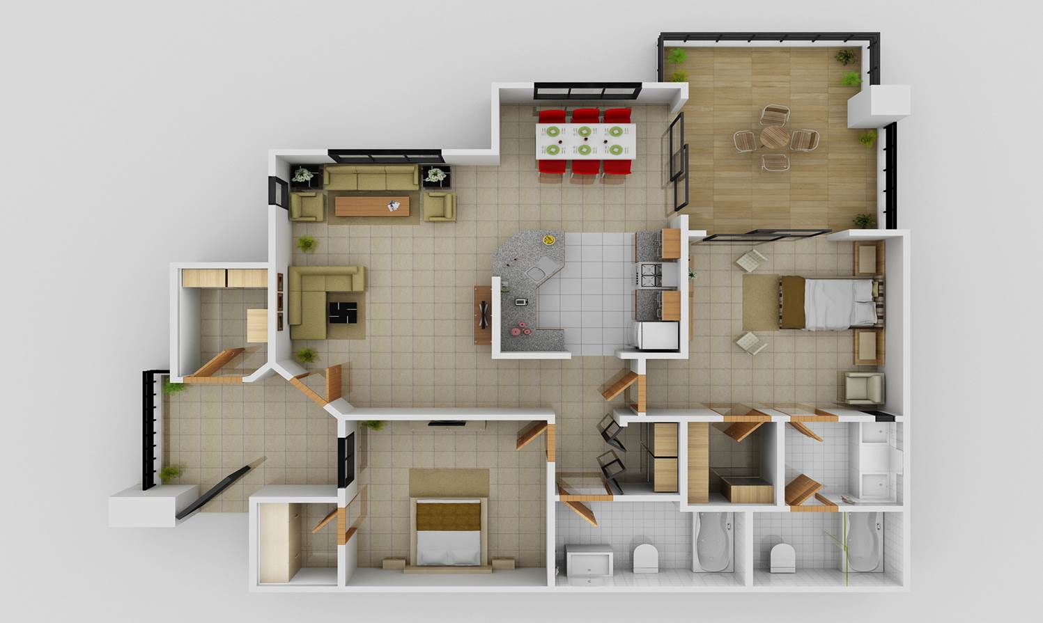 3D Architecture Floor Plan & 3D Architectural Rendering - CAD Outsourcing